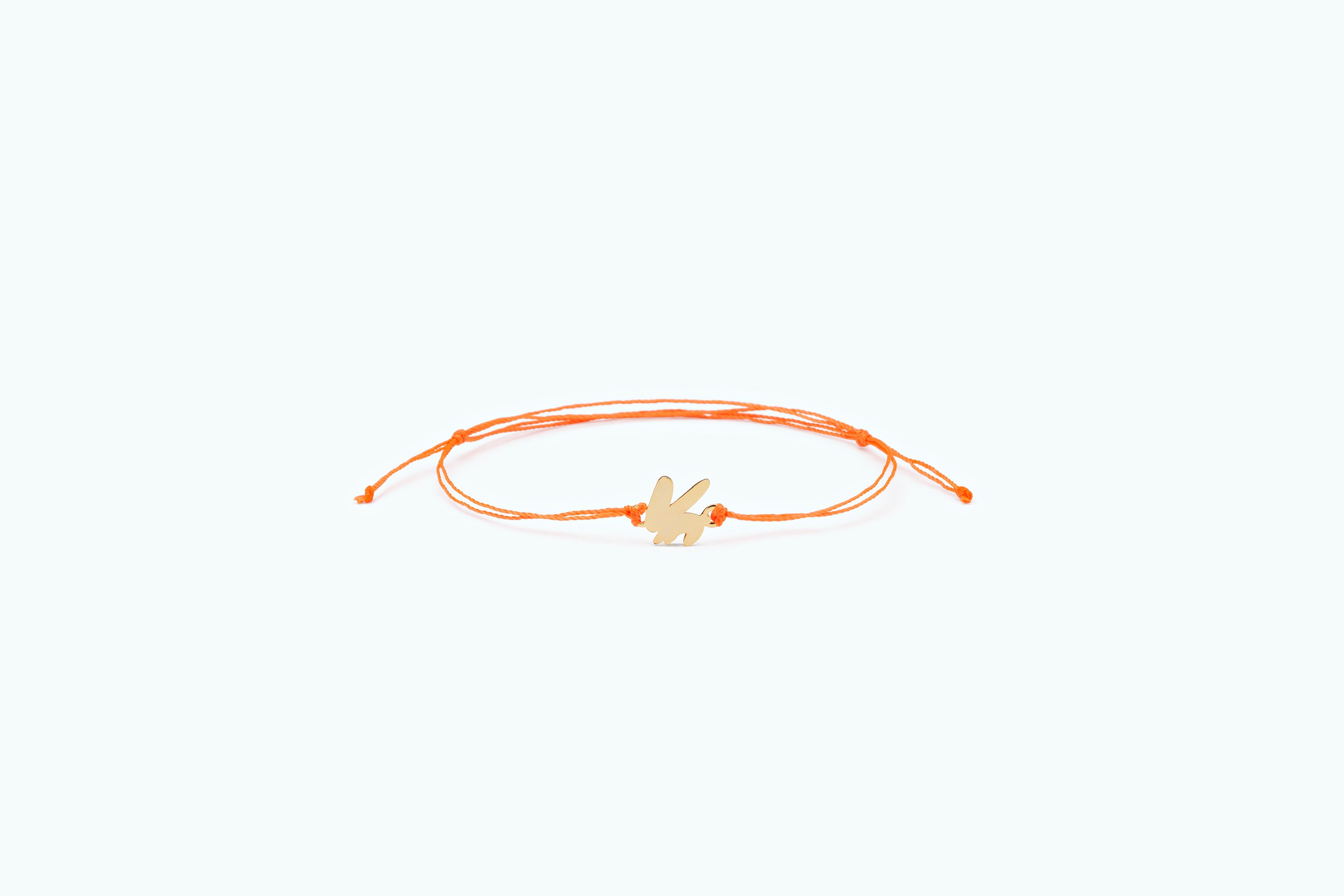 VITAMIN Gold Thread Bracelet Neon Orange Bunny (14K)