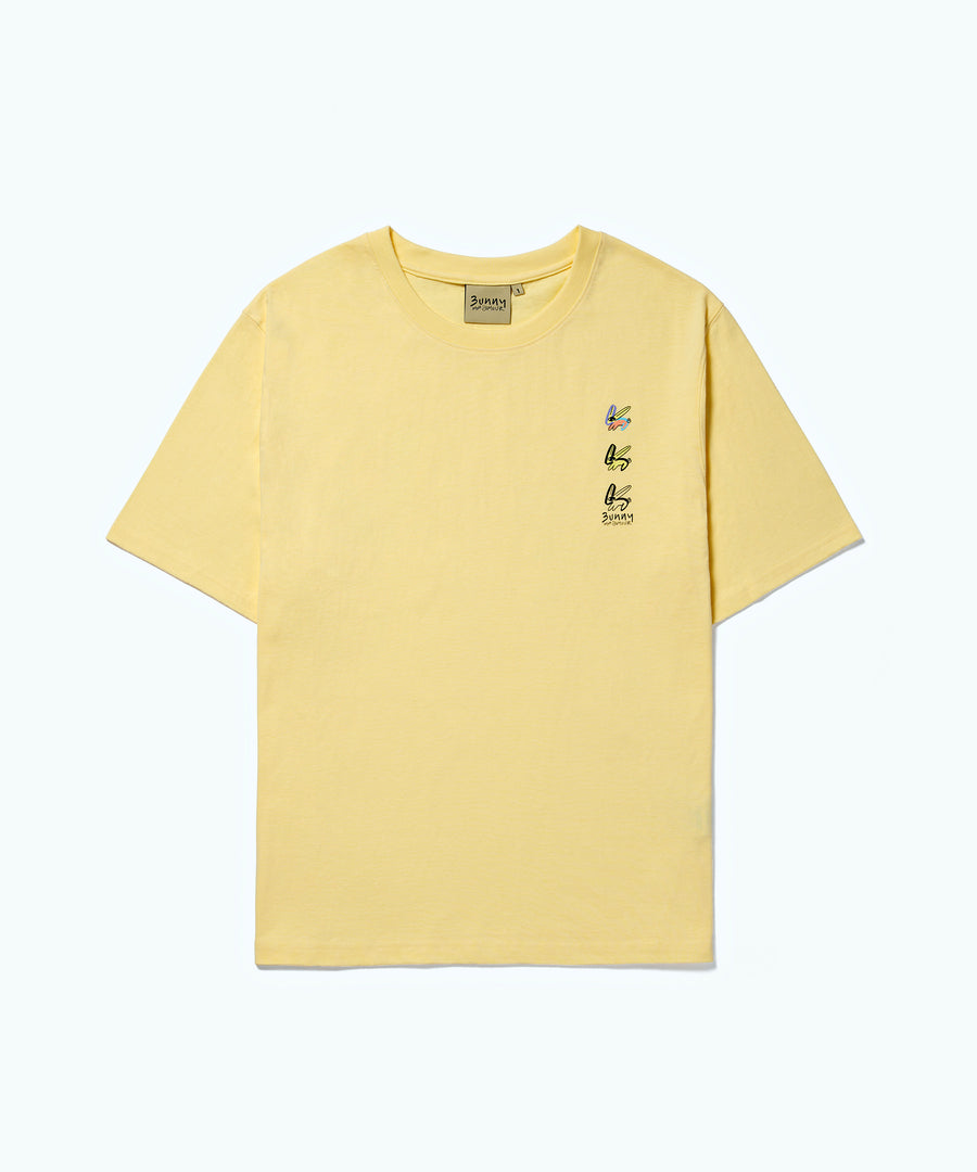 Mon Amour Triple Bunny T-shirts Yellow