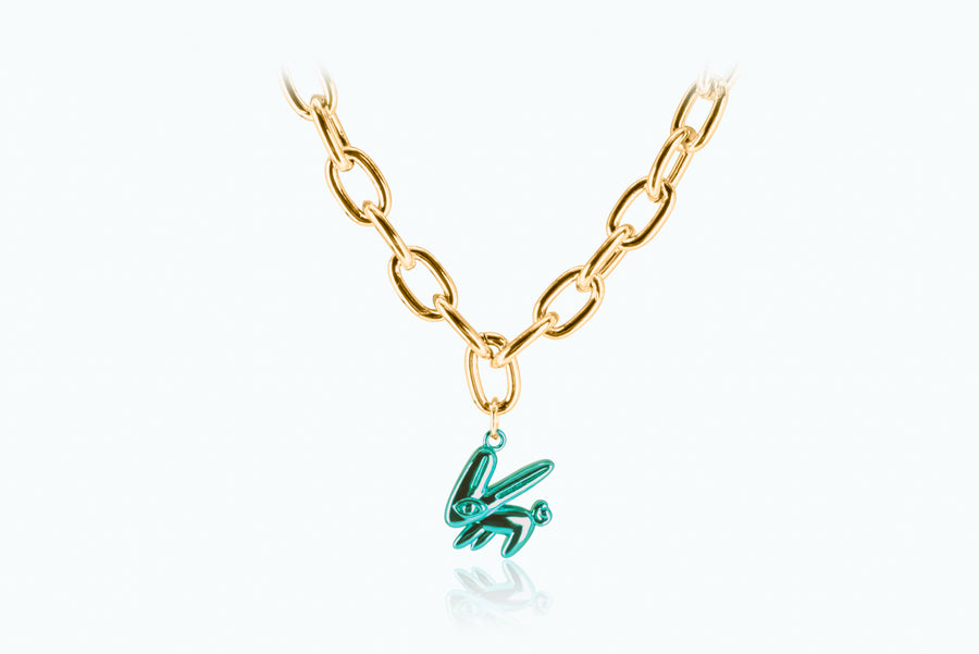Electro Bunny Necklace (XL) Gold Green