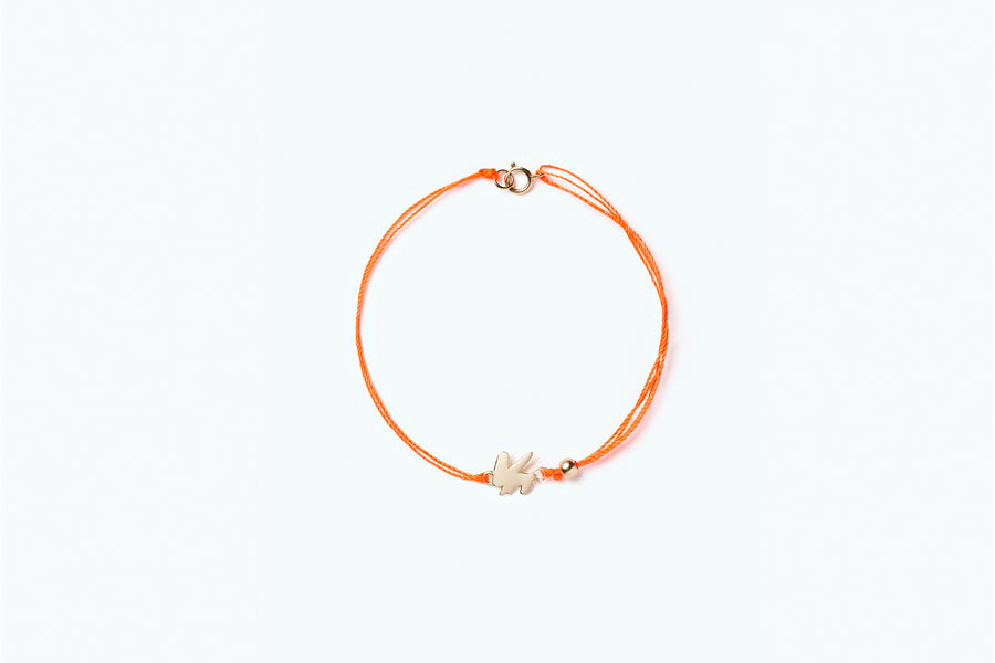 Vitamin Gold Cord Anklet Neon Orange Bunny (14K)