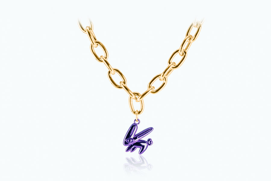 Electro Bunny Necklace (XL) Gold Violet