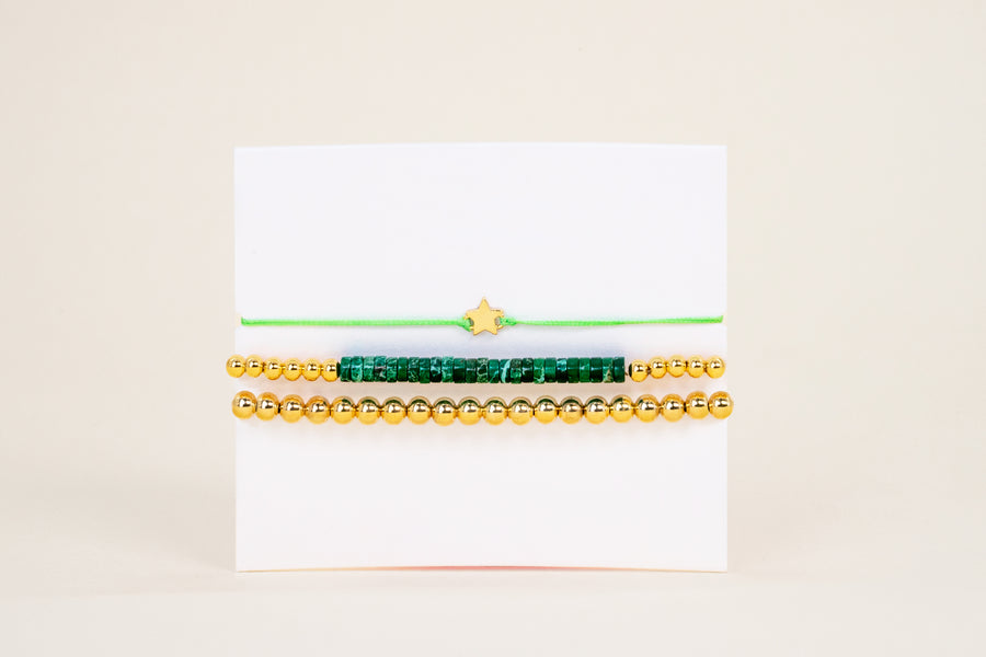 VITAMIN Gold Friends Bracelet (set) Green Star (14K)