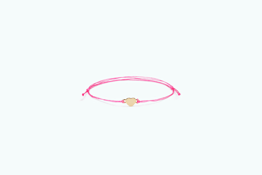 VITAMIN Gold Thread Bracelet Pink Heart (14K)