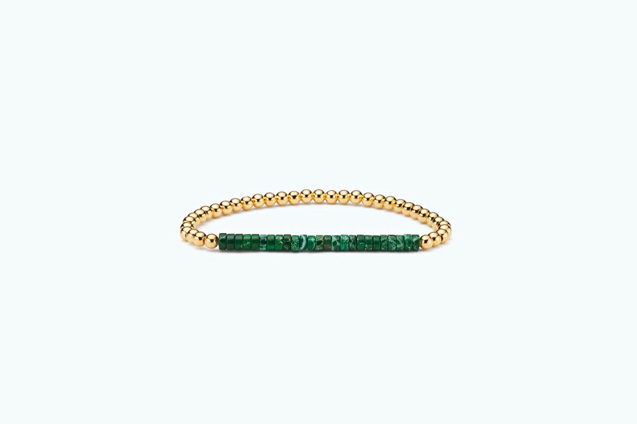 VITAMIN Gold Ball Bracelet Green Agate