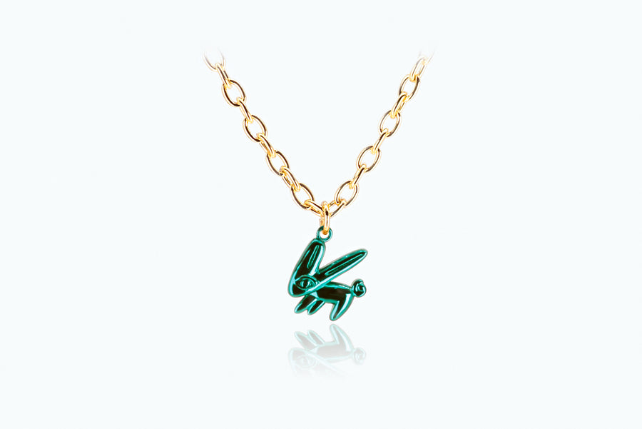 Electro Bunny Necklace (L) Gold Green
