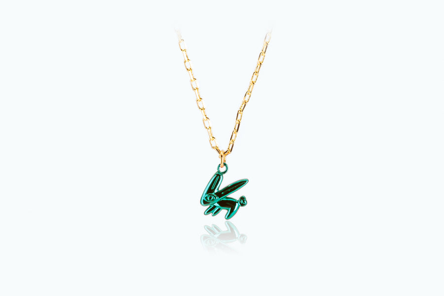 Electro Bunny Necklace (M) Gold Green