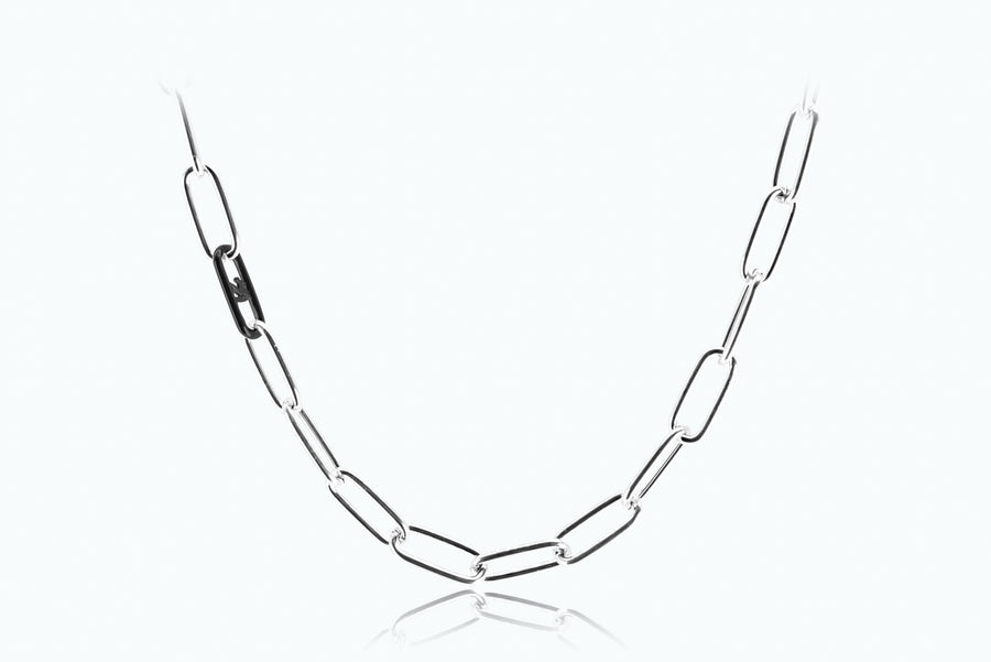 Electro Signature Chain Necklace Silver Black