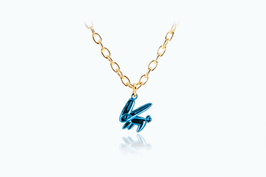 Electro Bunny Necklace (L) Gold Neon Blue