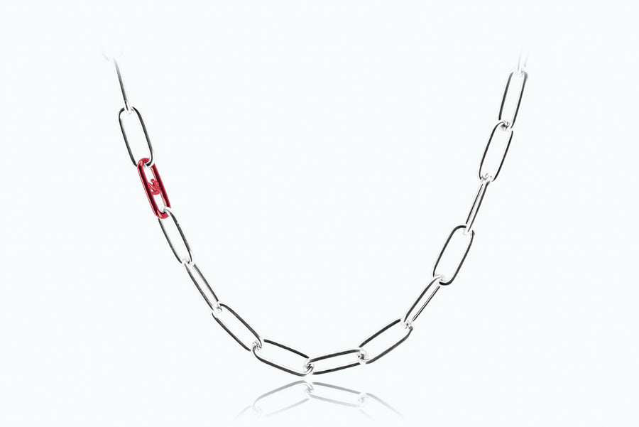 Electro Signature Chain Necklace Silver Sunkiss Red