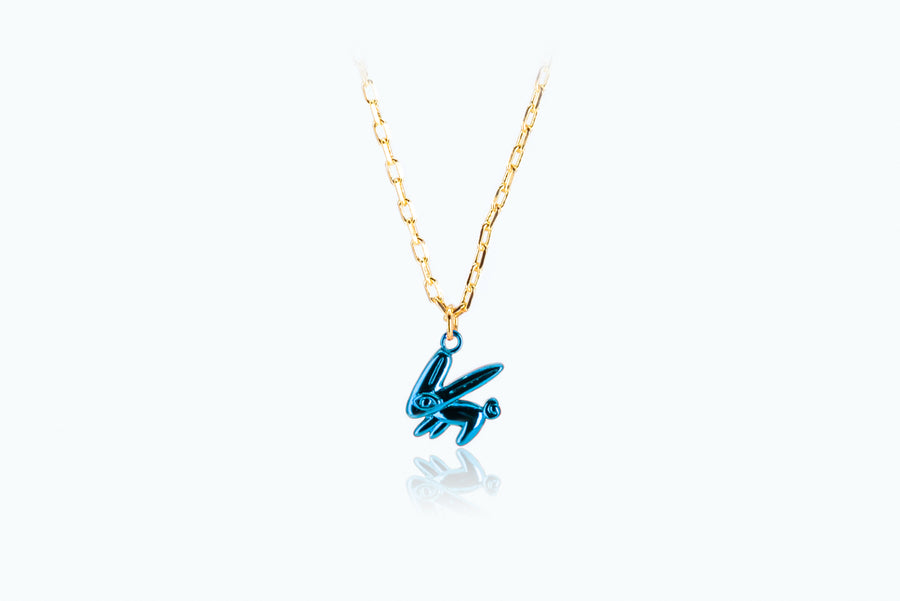 Electro Bunny Necklace (M) Gold Neon Blue