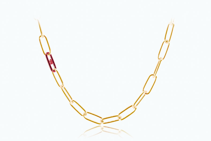 Electro Signature Chain Necklace Gold Sunkiss Red