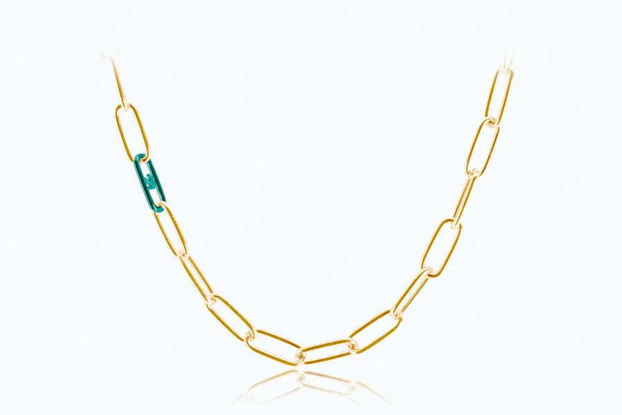 Electro Signature Chain Necklace Gold Green