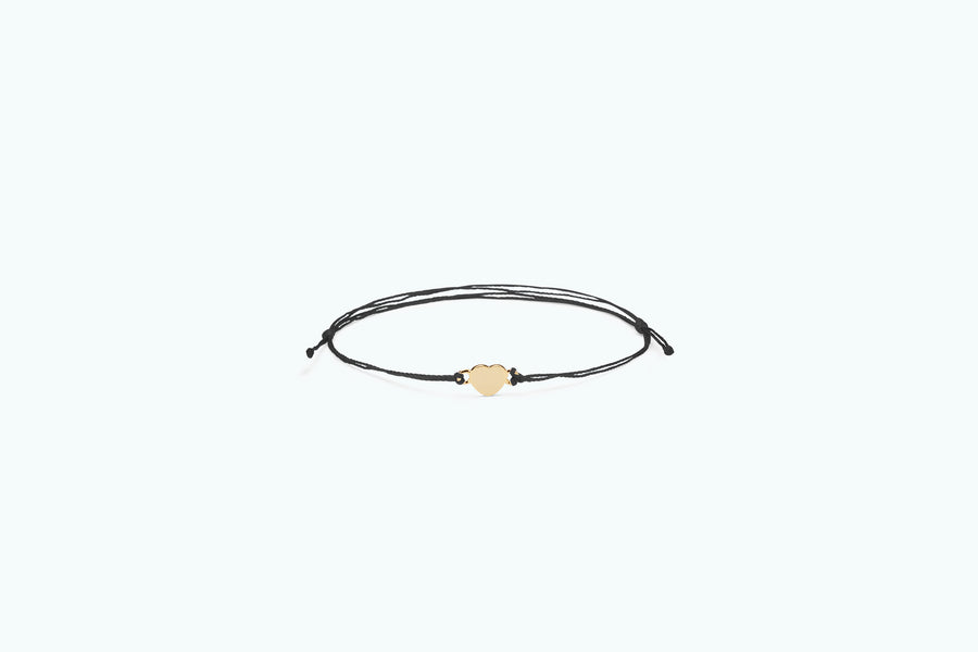 Essential Gold Thread Bracelet Black Heart (14K)