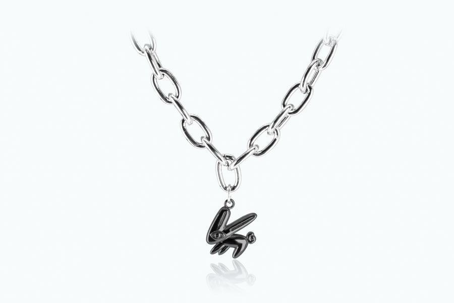 Electro Bunny Necklace (XL) Silver Black