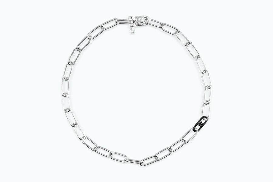 Electro Signature Chain Necklace Silver Black