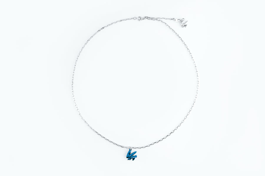 Electro Bunny Necklace (M) Silver Neon Blue