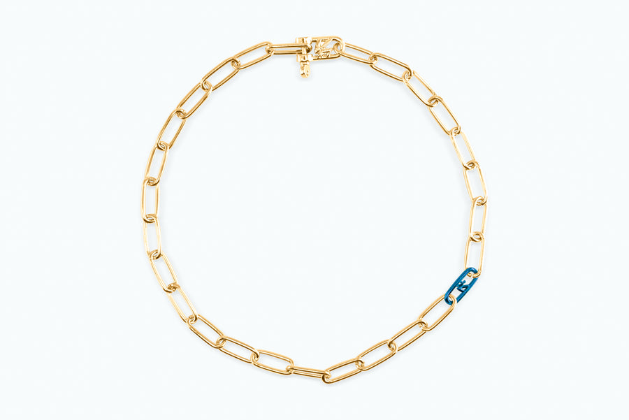 Electro Signature Chain Necklace Gold Neon Blue