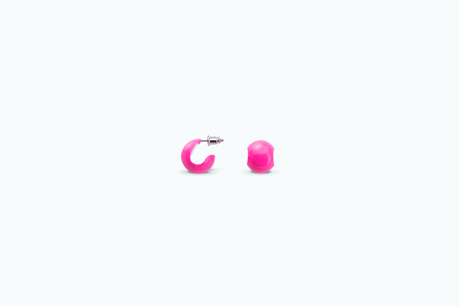 Iconic ear cuff + earring circle Neon pink