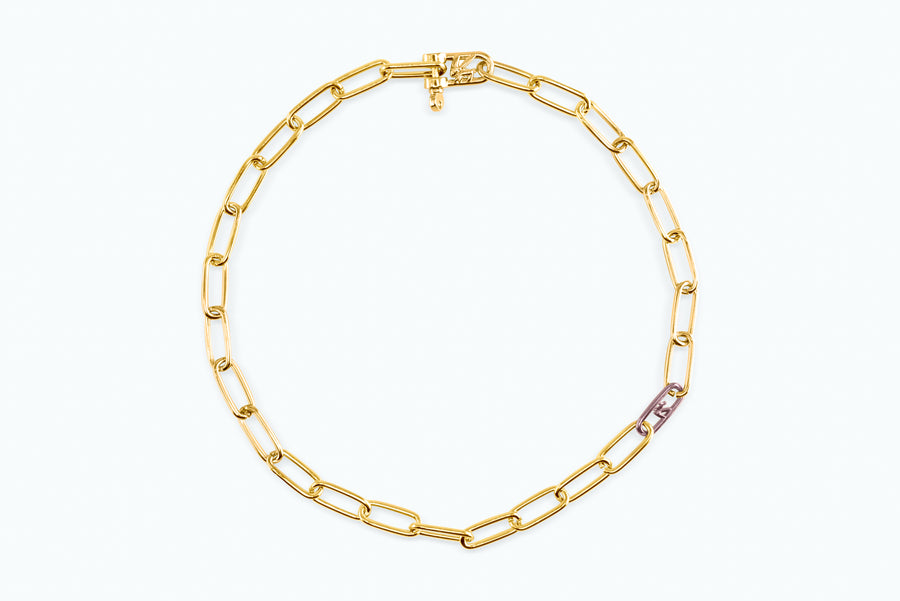 Electro Signature Chain Necklace Gold Light Lavender