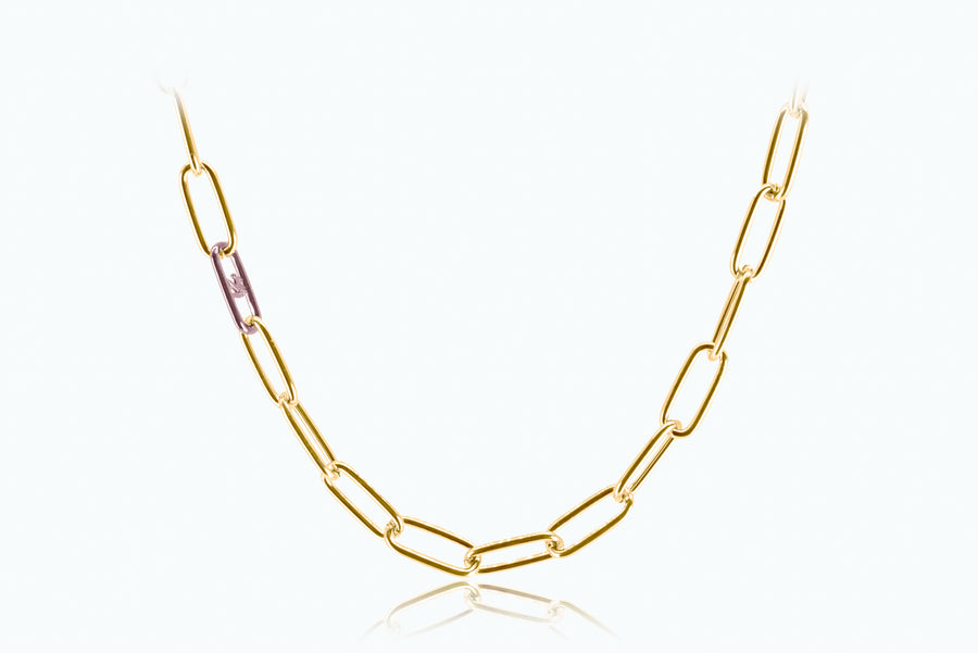 Electro Signature Chain Necklace Gold Light Lavender