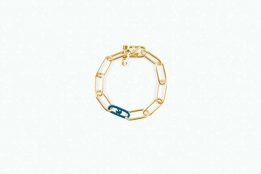 Electro Signature Chain Bracelet Gold Neon Blue