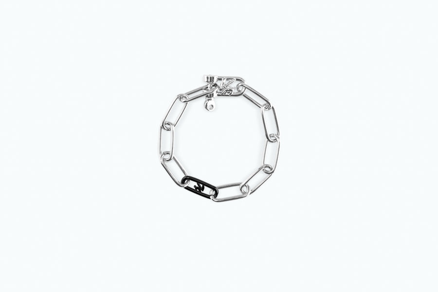 Electro Signature Chain Bracelet Silver Black