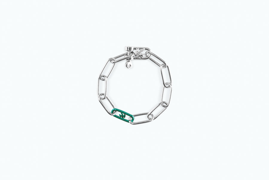 Electro Signature Chain Bracelet Silver Green