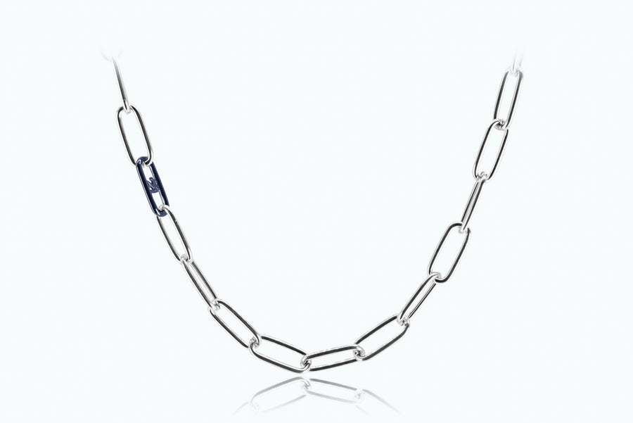 Electro Signature Chain Necklace Silver Metal Gray