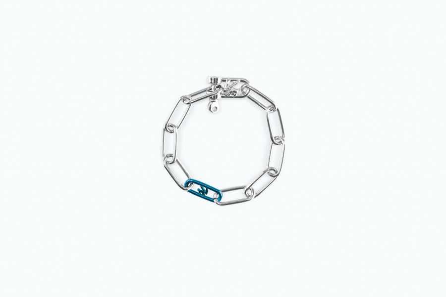 Electro Signature Chain Bracelet Silver Neon Blue
