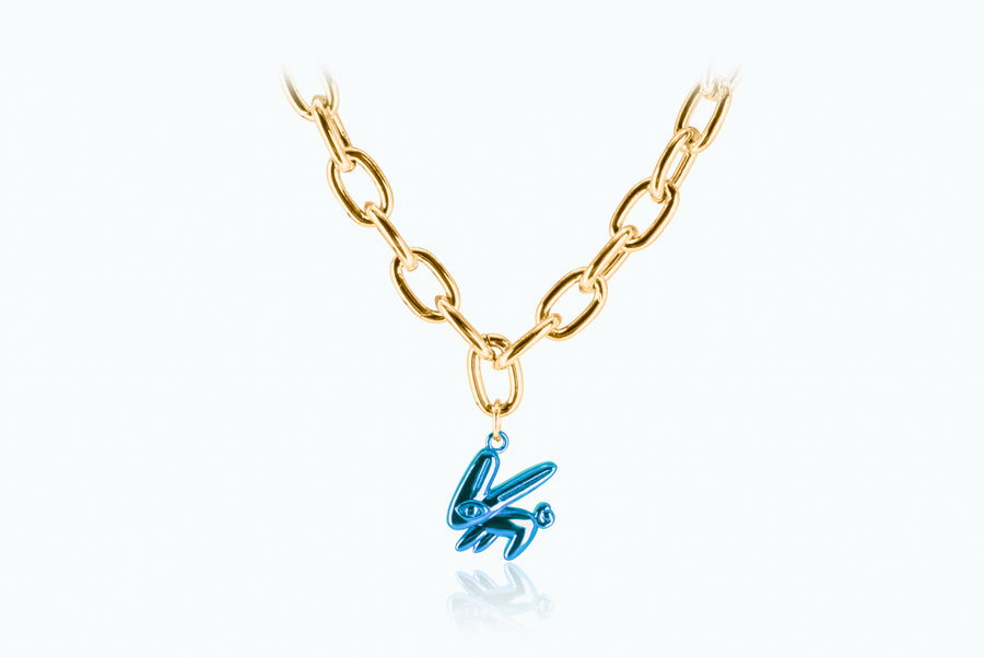 Electro Bunny Necklace (XL) Gold Neon Blue