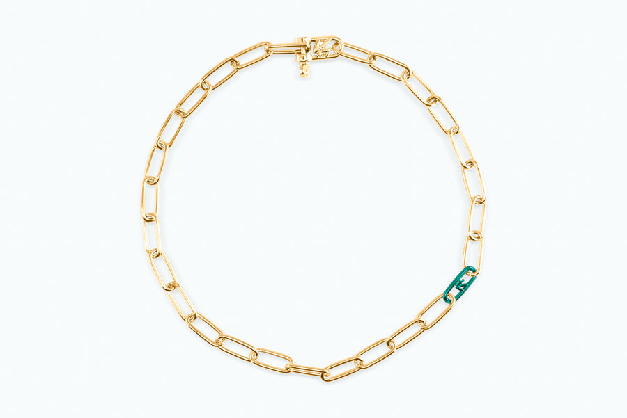 Electro Signature Chain Necklace Gold Green