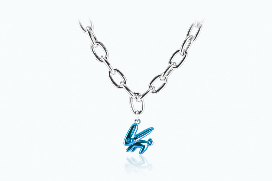 Electro Bunny Necklace (XL) Silver Neon Blue