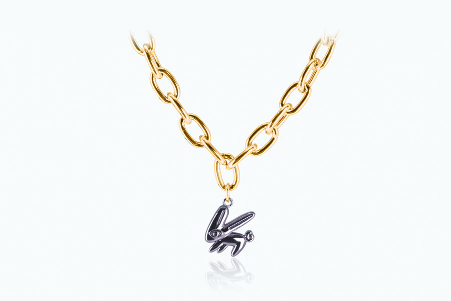 Electro Bunny Necklace (XL) Gold Metal Gray